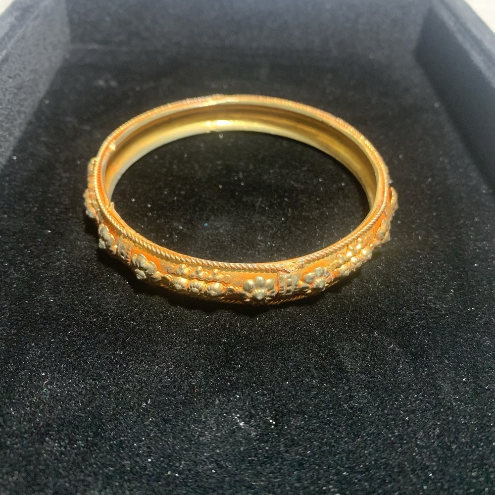 Vintage Bangle Orange Gold Toned Roping Detail Stackable Bracelet 7.5"
